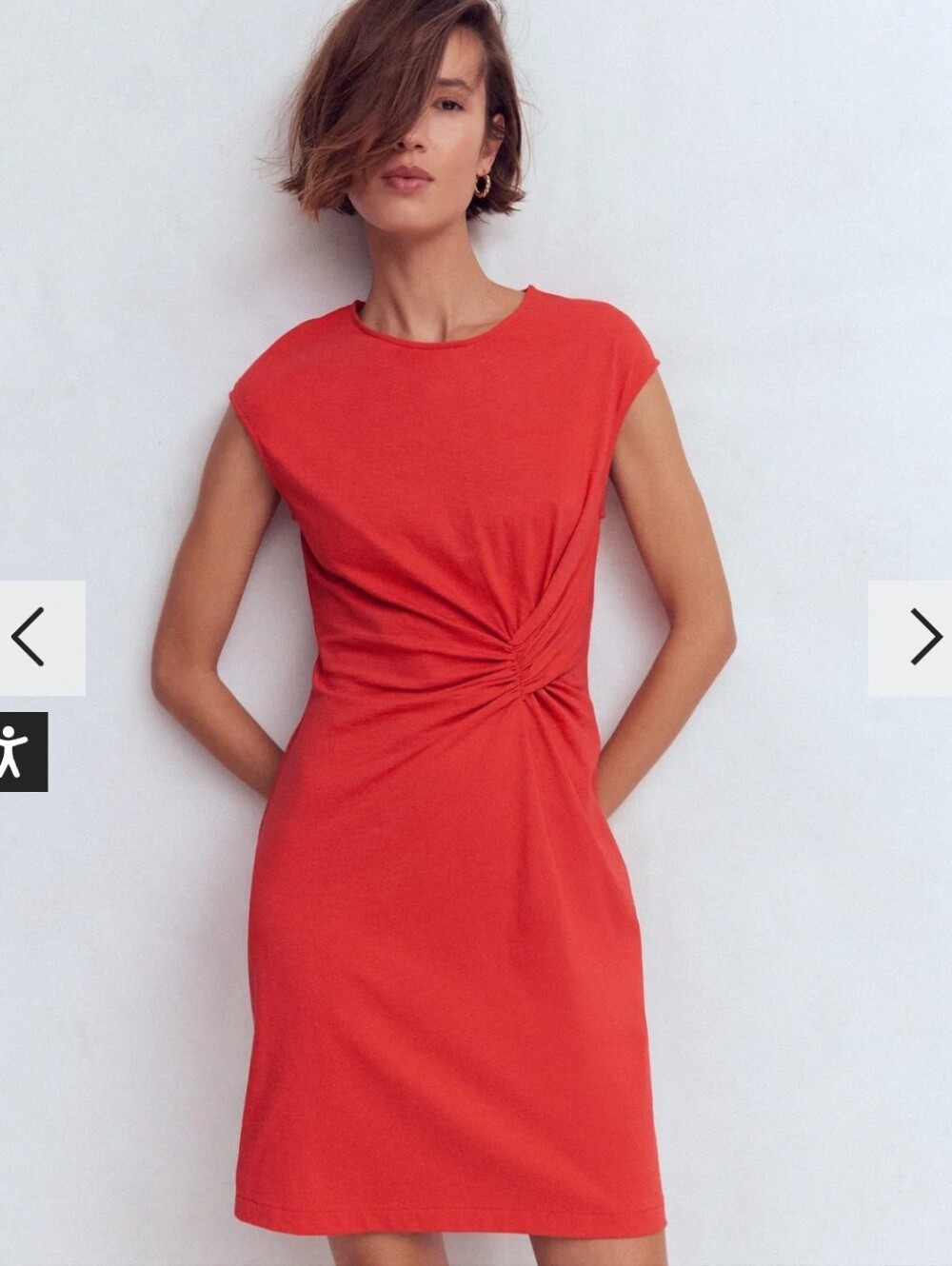 Boden Delilah Twist Short Dress Red 100% Cotton Size 10 Stretchy Casual Preppy